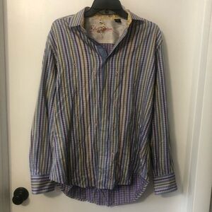 Robert Graham Stripes Classic Fit Button Down Shirt Large